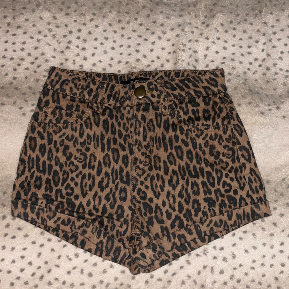 High Waisted Leopard Print Shorts